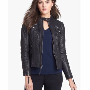 Michael Kors Leather Moto Jacket